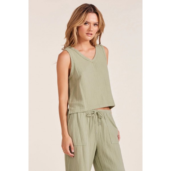 V Neck Gauze Tank