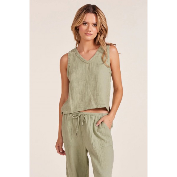 V Neck Gauze Tank