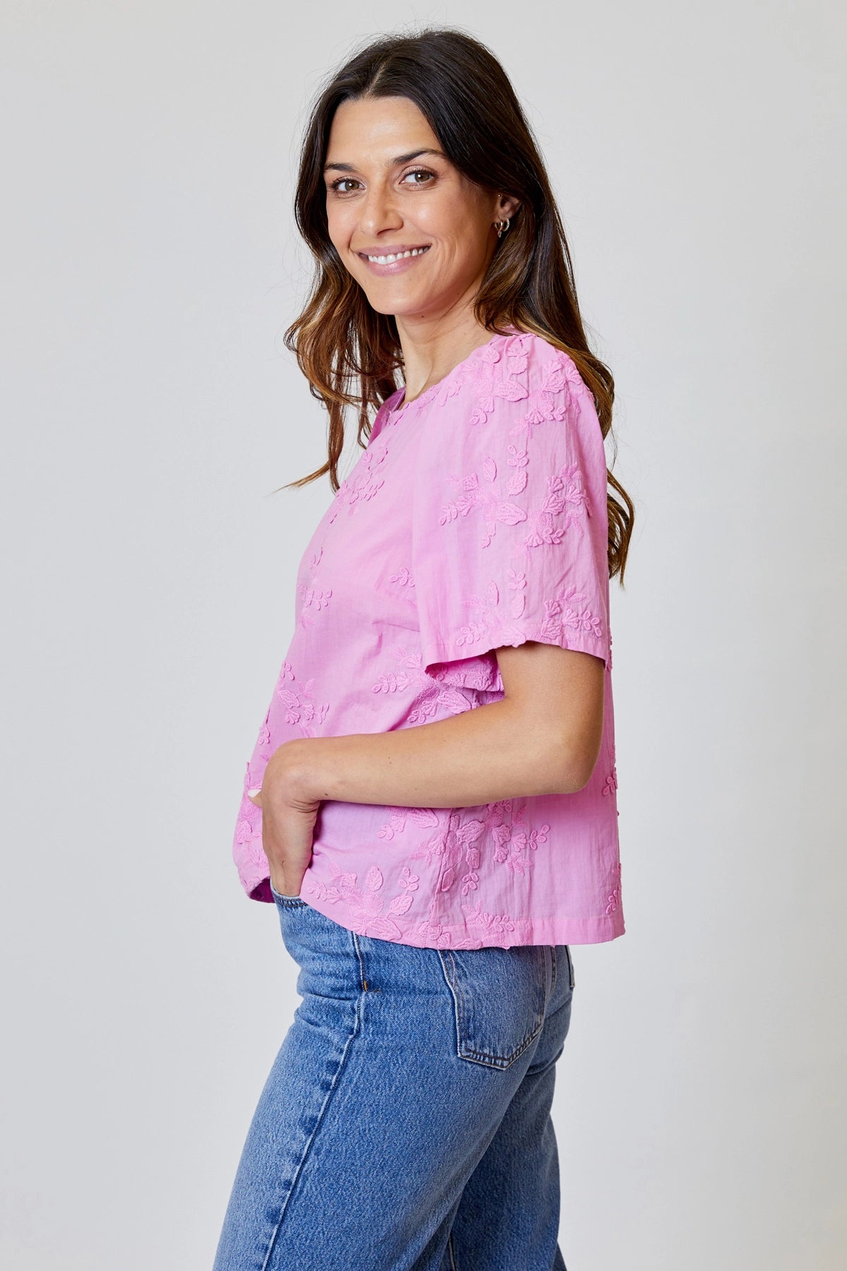 Eyelet Flower Applique Top