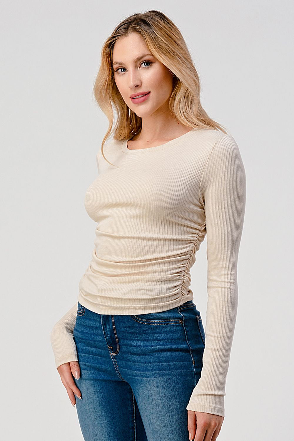 Shirred Rib Top