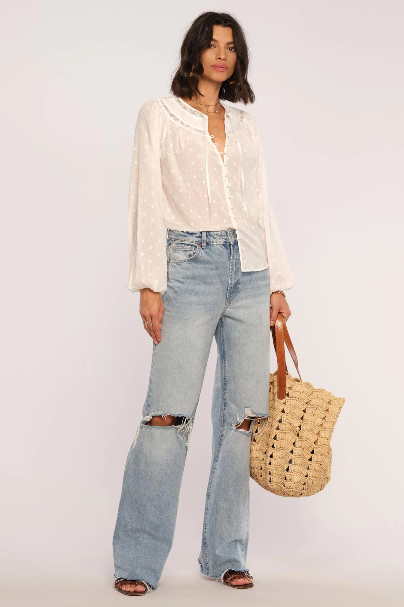 Anda Swiss Dot Woven Top