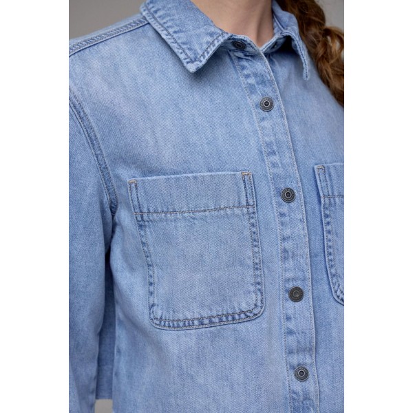 Abbey Soft Denim Crop Shirt