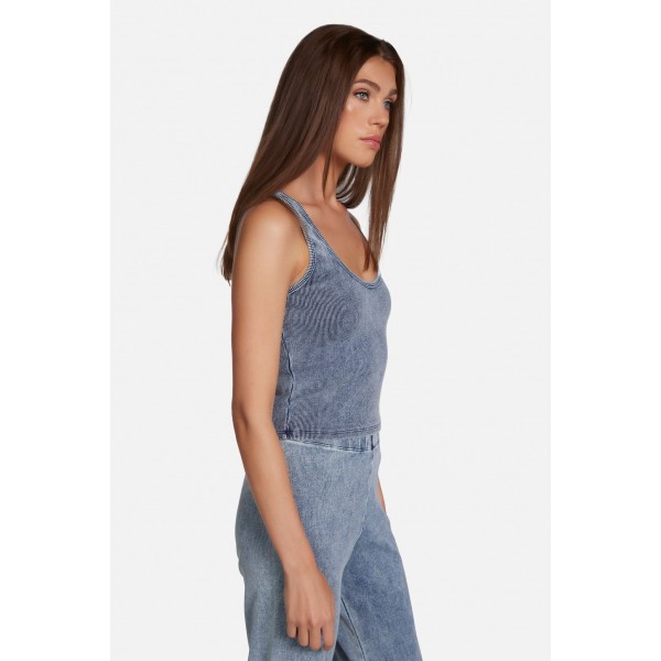 Rib Denim Wash Tank