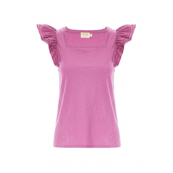 Cameo Square Neck Ruffle Top