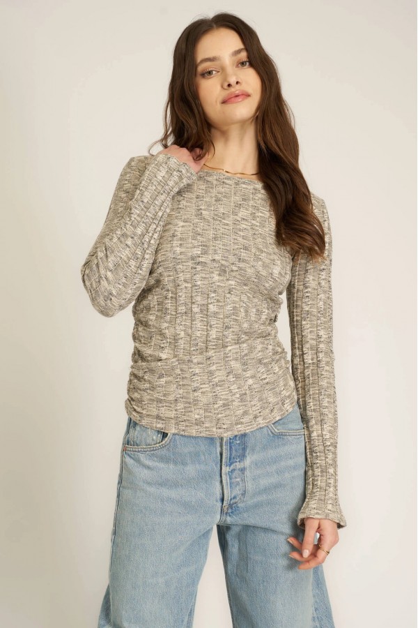 Crimson Vibe Boat Neck Sweater Rib Long Sleeve