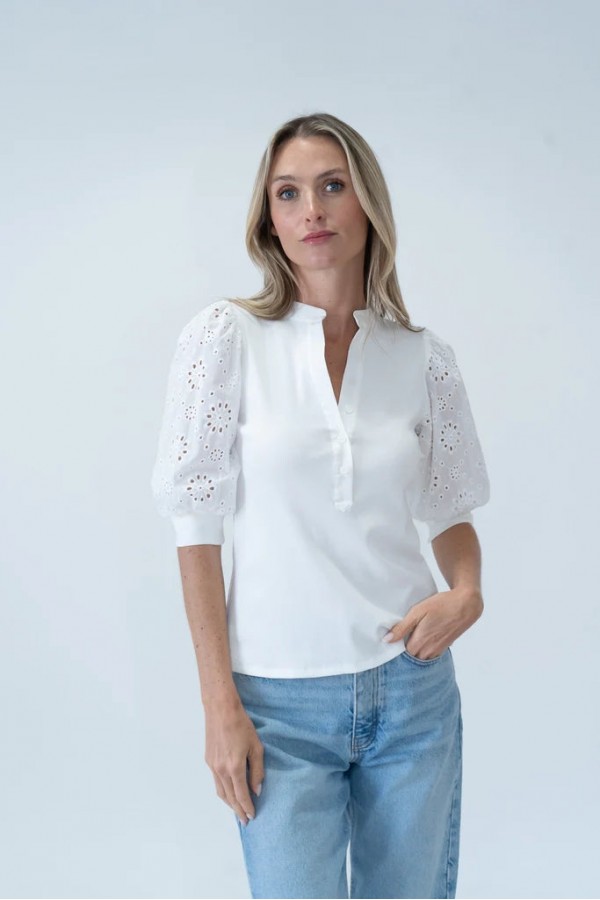 Tone Sleeve Knit Henley